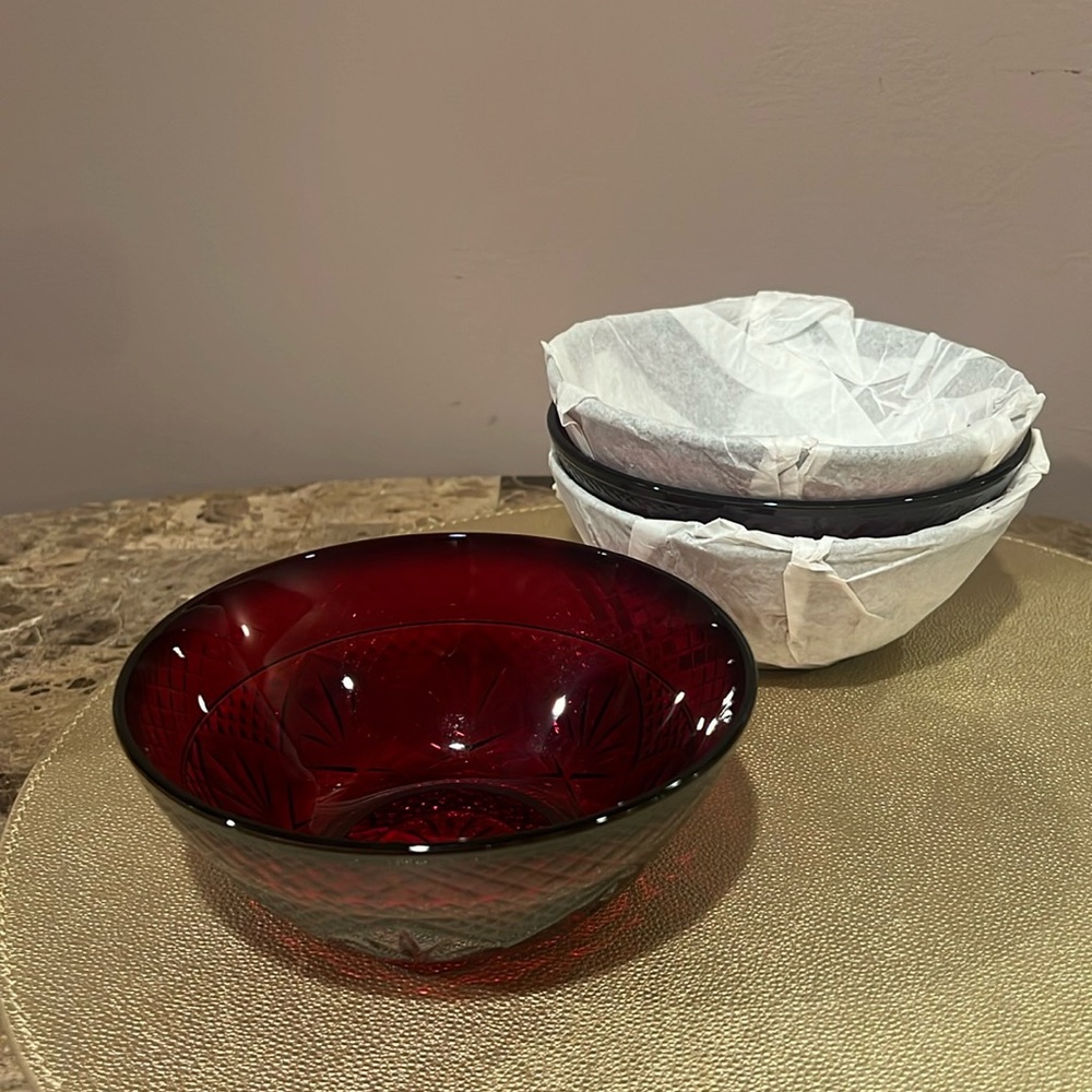 Luminarc Cristal D’Arques Durand France Ruby Red Bowl, Set of 4